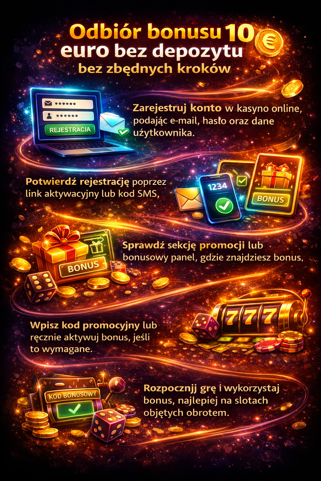 Odbiór bonusu 10 euro bez depozytu